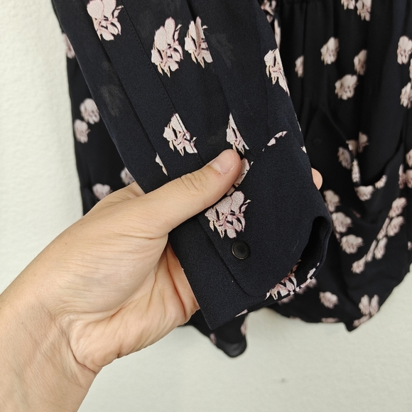 A.L.C. Navy Blue Simona Falling Iris Mini Dress Tie Waist 100% Silk Sz SM - Picture 6 of 15